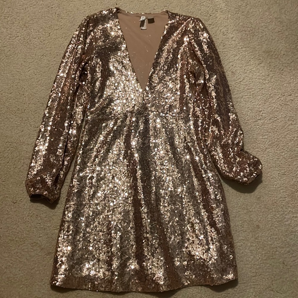 Rose Gold Sequin Cocktail Dress
